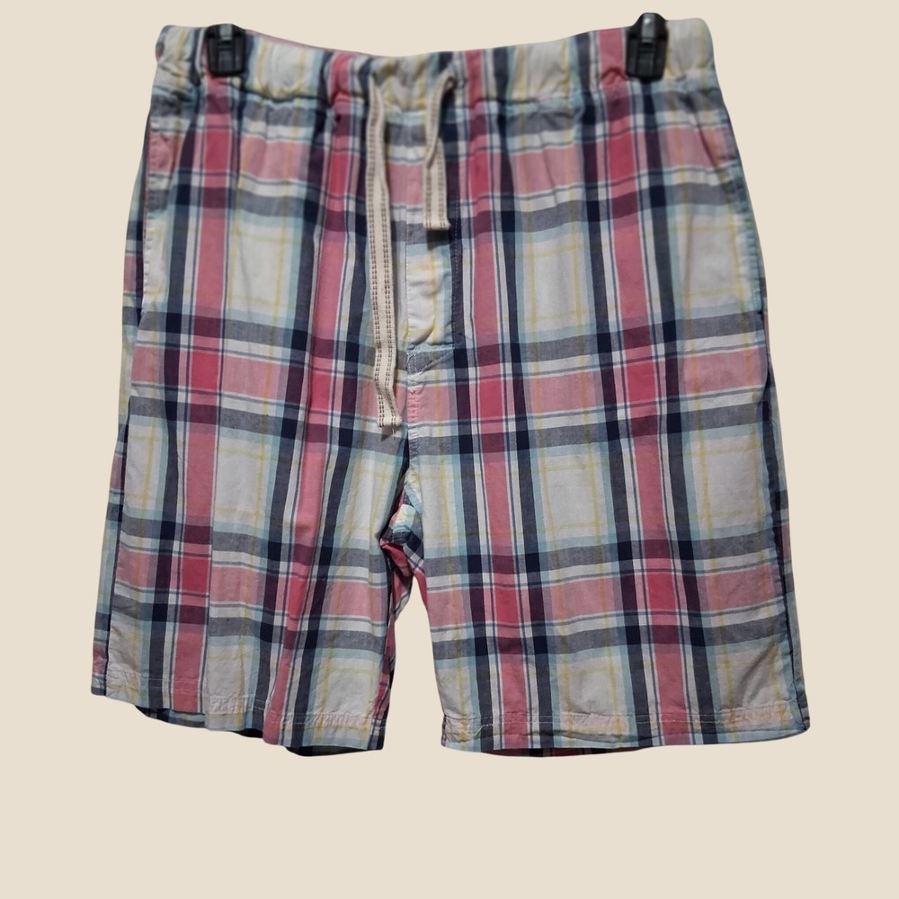 Bottoms Out Key West Collection Mens Plaid Shorts Pink Blue Size L 32W 9" Inseam